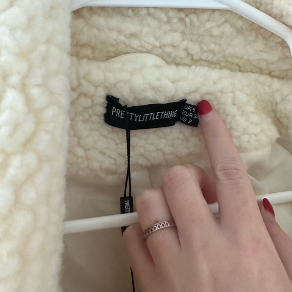 Pretty Little Thing Cream Sherpa/Boucle Coat - Picture 4 of 4